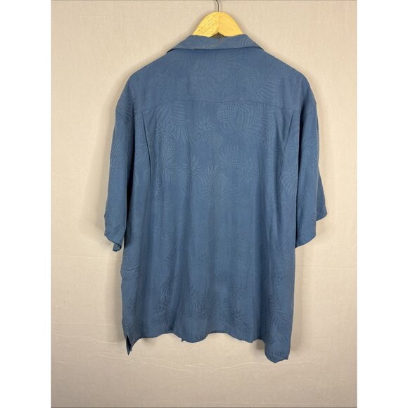 Reyn Spooner Silk Jacquard NFL Pro Bowl Hawaii Shirt Blue Aloha Men XL - Picture 5 of 5